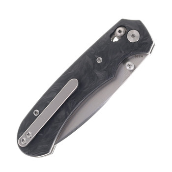 FerraMonster Spectrum Folding Knife Black Marble Carbon Fiber Handle M390 Plain Edge Hand Rubbed Satin Finish FM23004-C