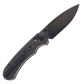FerraMonster Spectrum Folding Knife Copper Foil Carbon Fiber Handle M390 Plain Edge Black DLC Finish FM23004-D
