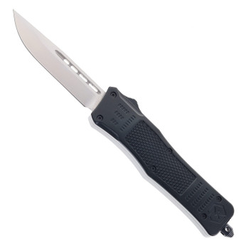 Normandy Knives Griffin Ultralight Medium OTF Automatic Knife 3" Drop Point D2 Satin Blade Black Aluminum Handle GU-MBNDD