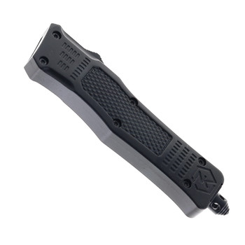 Normandy Knives Griffin Ultralight Small OTF Automatic Knife 2.75" D2 Drop Point Satin Blade Black Aluminum Handle GU-SBNDD