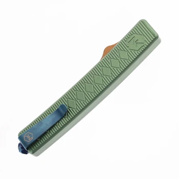 Normandy Knives Shogun OTF Automatic Knife Green Aluminum Handle Damascus W/ VG10 Core Blade S-GD