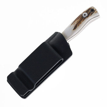 TwoSun Micro Mini Fixed Blade Knife Horn Handle Damascus Plain Edge TS247-Horn-Damascus