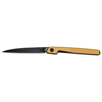 CJRB Lanky Folding Knife Gold Titanium Handle S90V Wharncliffe Plain Edge Black PVD Finish J1965G-GL