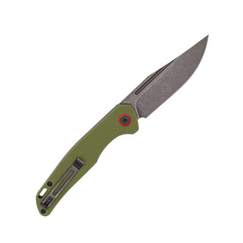 CobraTec Sentinel Push Button Side Opening Automatic Knife D2 Black Stonewashed Clip Point Blade Green G10 Handle CTSNTODG