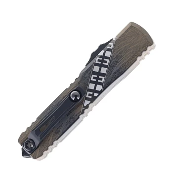 Microtech Ultratech Gen IV Automatic OTF Signature Series Wookie Themed Aluminum Handle D/E M390MK Blade 11224-1WK