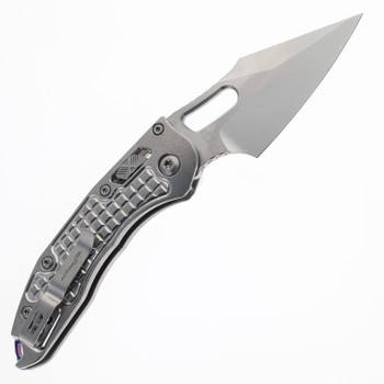 Microtech Stitch Marfione Select Ram-Lok Folding Knife Frag Titanium Handle with Blue Accents Stonewash M390MK Blade 169RL-10FRMS2