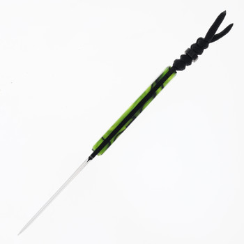 Jack Wolf Pioneer Fixed Blade Knife Kirinite Toxic Green Handle S90V Plain Edge Black DLC Finish