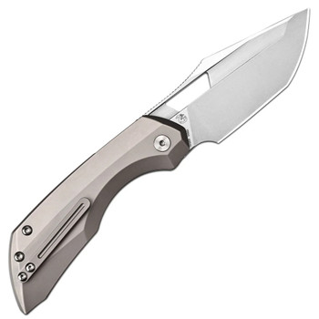 Artisan Cutlery Mousebird Folding Knife Gray Titanium Handle Clip Point Plain Edge Stonewash Finish 1889G-GY