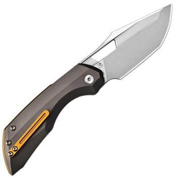 Artisan Cutlery Mousebird Folding Knife Dark Gray Titanium/Gold Clip Handle/Clip Point Plain Edge Stonewash Finish 1889G-DG