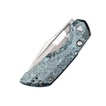 Artisan Cutlery Mousebird Folding Knife Blue Crystal Titanium Handle S35VN Clip Point Plain Edge Stonewash Finish 1889G-CBU
