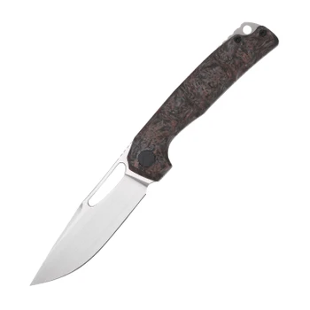 FerraMonster Ferrox Folding Knife Dark Matter Copper FatCarbon Fiber Handle M390 Plain Edge Hand Rubbed Satin Finish FM23006-D