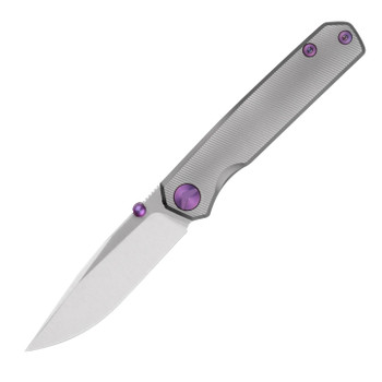 FerraMonster Kroma Folding Knife Grey Titanium Handle Elmax Plain Edge Satin Finish FM23008-A
