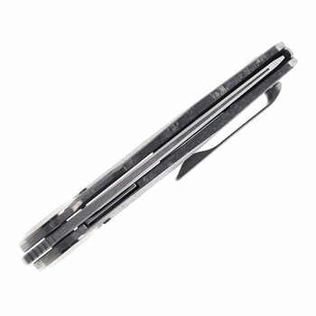 Reate VK-CLU Folding Knife Crystalized Gray Titanium Handle Hand Rubbed Elmax Blade