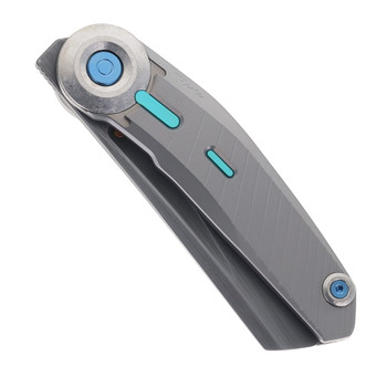 Reate VK-CLU Folding Knife Textured Gray Titanium Handle Hand Rubbed Acid Washed Elmax Blade