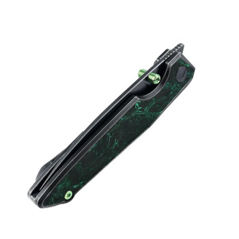 FerraMonster Urbangrip V2 Folding Knife Black SW/Green Titanium/Carbon Fiber Handle M390 Plain Black Blade FM23001-H