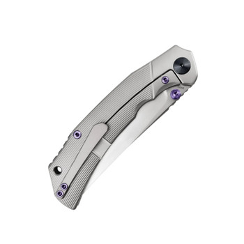 FerraMonster Reaver Folding Knife Bronze Titanium Handle S90V Clip Point Plain Edge Hand Rubbed Satin Finish FM23010-A