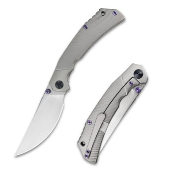 FerraMonster Reaver Folding Knife Bronze Titanium Handle S90V Clip Point Plain Edge Hand Rubbed Satin Finish FM23010-A