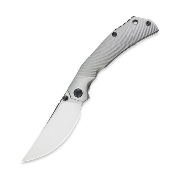 FerraMonster Reaver Folding Knife Beadblast Titanium Handle S90V Clip Point Plain Edge Belt Satin Finish FM23010-C