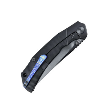 FerraMonster Reaver Folding Knife Black PVD/Lightning Backspacer /Clip Handle S90V Clip Point Plain Edge Black PVD Finish FM23010-D