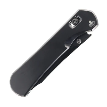 Piratech Kraki Folding Knife Black Zirconium Handle S90V Plain Edge Mirror-Polished DLC Finish K02S-Zir