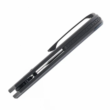 Piratech Knives Saga Folding Knife Black/Blue Ti/Richlite Handle S90V Plain Edge DLC Finish S02