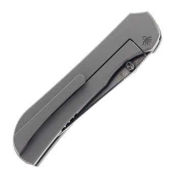 Piratech Knives Saga Folding Knife Black/Blue Titanium/Richlite Handle S90V Plain Edge Mirror Polish/DLC Finish S02S-DLC