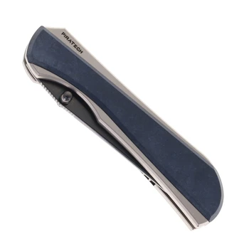 Piratech Knives Saga Folding Knife Black Zirconium Handle S90V Plain Edge Mirror Polish/DLC Finish S02S-ZIR