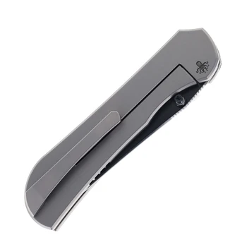 Piratech Knives Saga Folding Knife Black Zirconium Handle S90V Plain Edge Mirror Polish/DLC Finish S02S-ZIR