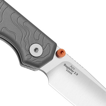 Kizer Begleiter 2.9 Folding Knife Gray Aluminum Handle S35VN Drop Point Plain Edge Satin Finish Ki3458.2BDA1