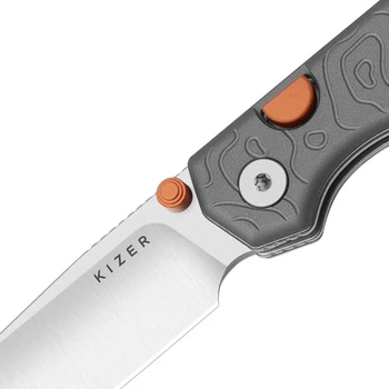 Kizer Begleiter 2.9 Folding Knife Gray Aluminum Handle S35VN Drop Point Plain Edge Satin Finish Ki3458.2BDA1