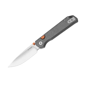 Kizer Begleiter 2.9 Folding Knife Gray Aluminum Handle S35VN Drop Point Plain Edge Satin Finish Ki3458.2BDA1