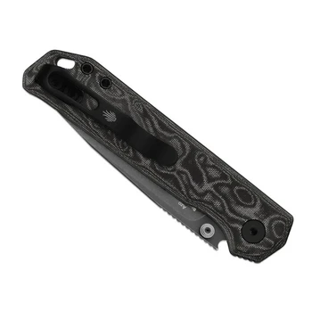 Kizer Begleiter 2.9 Folding Knife Black/White Vortex Pattern Micarta Handle BD1N Drop Point Plain Edge Gray PVD/Stonewash Finish V3458.2BDA2