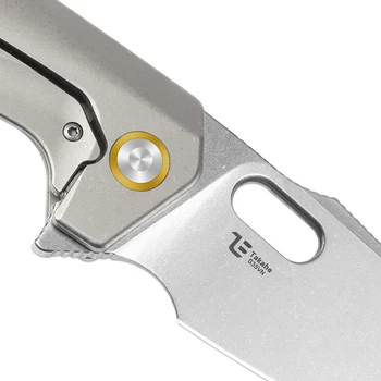 Kizer Takahe Folding Knife Gray Titanium Handle S35VN Sheepsfoot Plain Edge Stonewash Finish Ki3701A1