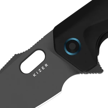 Kizer Takahe Folding Knife Black Titanium Handle S35VN Sheepsfoot Plain Edge Matte DLC Ultra Finish Ki3701A2