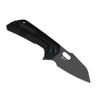 Kizer Takahe Folding Knife Black Titanium Handle S35VN Sheepsfoot Plain Edge Matte DLC Ultra Finish Ki3701A2