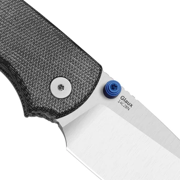 Kizer Glaux Folding Knife Black Norplex UltreX™ Micarta Handle 14C28N Plain Edge Satin Finish V3801A1