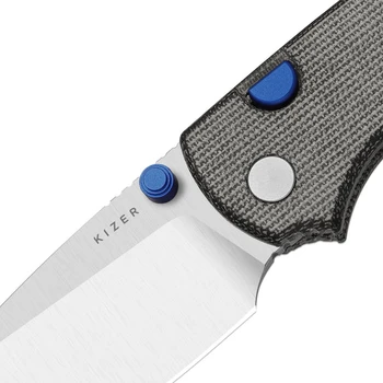 Kizer Glaux Folding Knife Black Norplex UltreX™ Micarta Handle 14C28N Plain Edge Satin Finish V3801A1