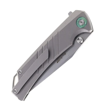 (Off Center) Open Box/Returned TwoSun Wong Folding Knife Titanium Handle Drop Point 14c29n Stonewashed Blade Steel TS597-DP