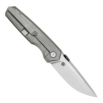 Vanguard Jaeger Folding Knife Gray Titanium Handle Satin Vanax Blade