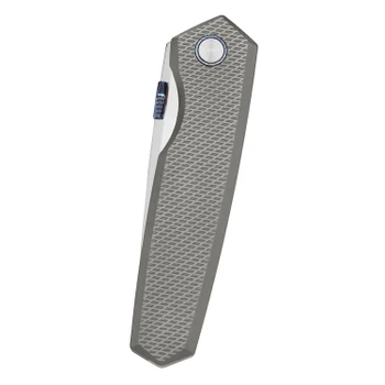 Vanguard Jaeger Folding Knife Gray Titanium Handle Semi Mirror Vanax Blade
