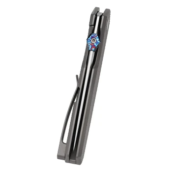 Vanguard Jaeger Folding Knife Gray Titanium Handle Super Polished Vanax Blade