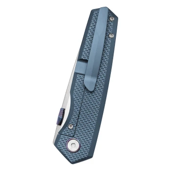 Vanguard Jaeger Folding Knife Blue Titanium Handle Semi Mirror Vanax Blade