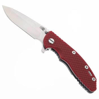 Hinderer Knives XM-18 3.5" Spanto Folding Knife Red G10 Working Finish Titanium Handle Stonewashed Magnacut Blade