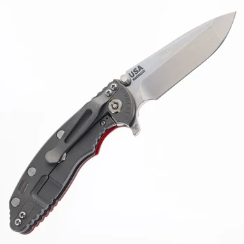 Hinderer Knives XM-18 3.5" Spanto Folding Knife Red G10 Working Finish Titanium Handle Stonewashed Magnacut Blade