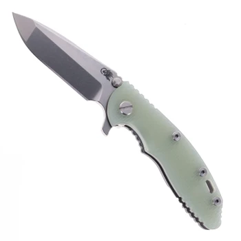 Hinderer Knives XM-18 3.5" Spanto Folding Knife Translucent Green G10 Working Finish Titanium Handle Stonewashed Magnacut Blade