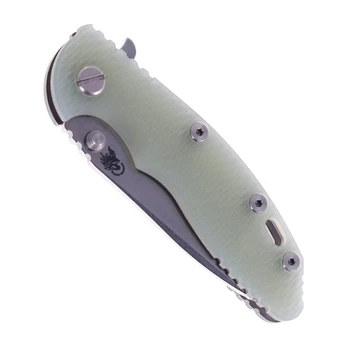 Hinderer Knives XM-18 3.5" Spanto Folding Knife Translucent Green G10 Working Finish Titanium Handle Stonewashed Magnacut Blade