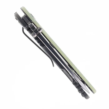 Hinderer Knives XM-18 3.5" Spanto Folding Knife Translucent Green G10 Working Finish Titanium Handle Stonewashed Magnacut Blade