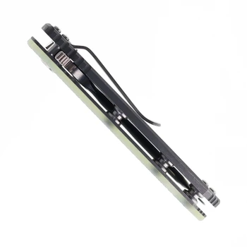 Hinderer Knives XM-18 3.5" Spanto Folding Knife Translucent Green G10 Working Finish Titanium Handle Stonewashed Magnacut Blade