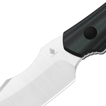 Kizer Bone Fixed Blade Knife Black/Green G10 Handle AEB-L Drop Point Plain Edge Satin Finish 1122A3