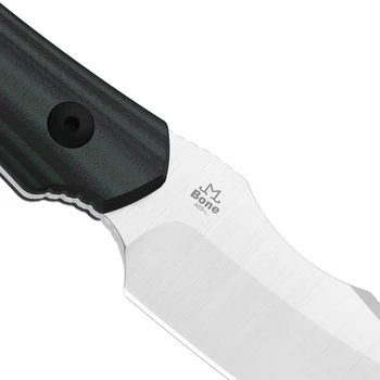 Kizer Bone Fixed Blade Knife Black/Green G10 Handle AEB-L Drop Point Plain Edge Satin Finish 1122A3